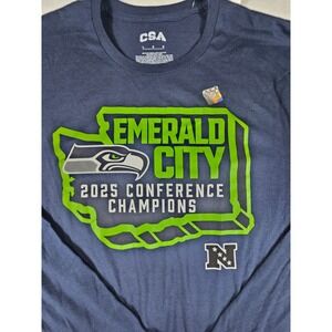 CSA Seattle Seahawks 2025 Conference Champions Navy Long Sleeve T-Shirt Mens L